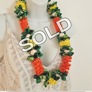 SOLD Hawaiian Floral Multicolor Lei Necklace